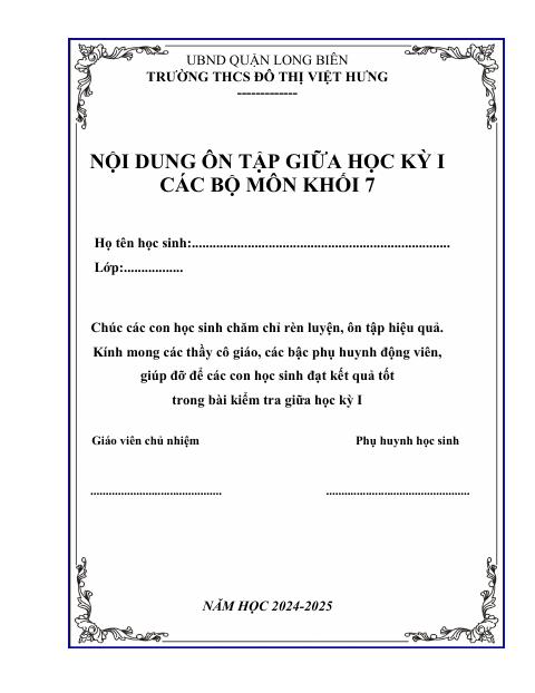 Ôn tập giữa kỳ 1 Toán 7 năm 2024 – 2025 trường THCS Đô Thị Việt Hưng – Hà Nội
